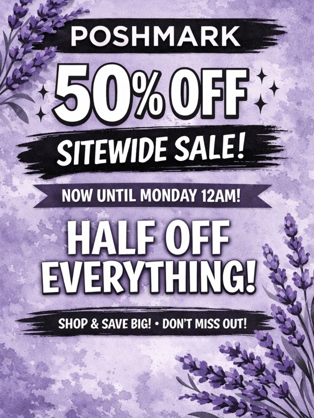 Poshmark 50% Off Sitewide Sale Poster - Lavender Graphic